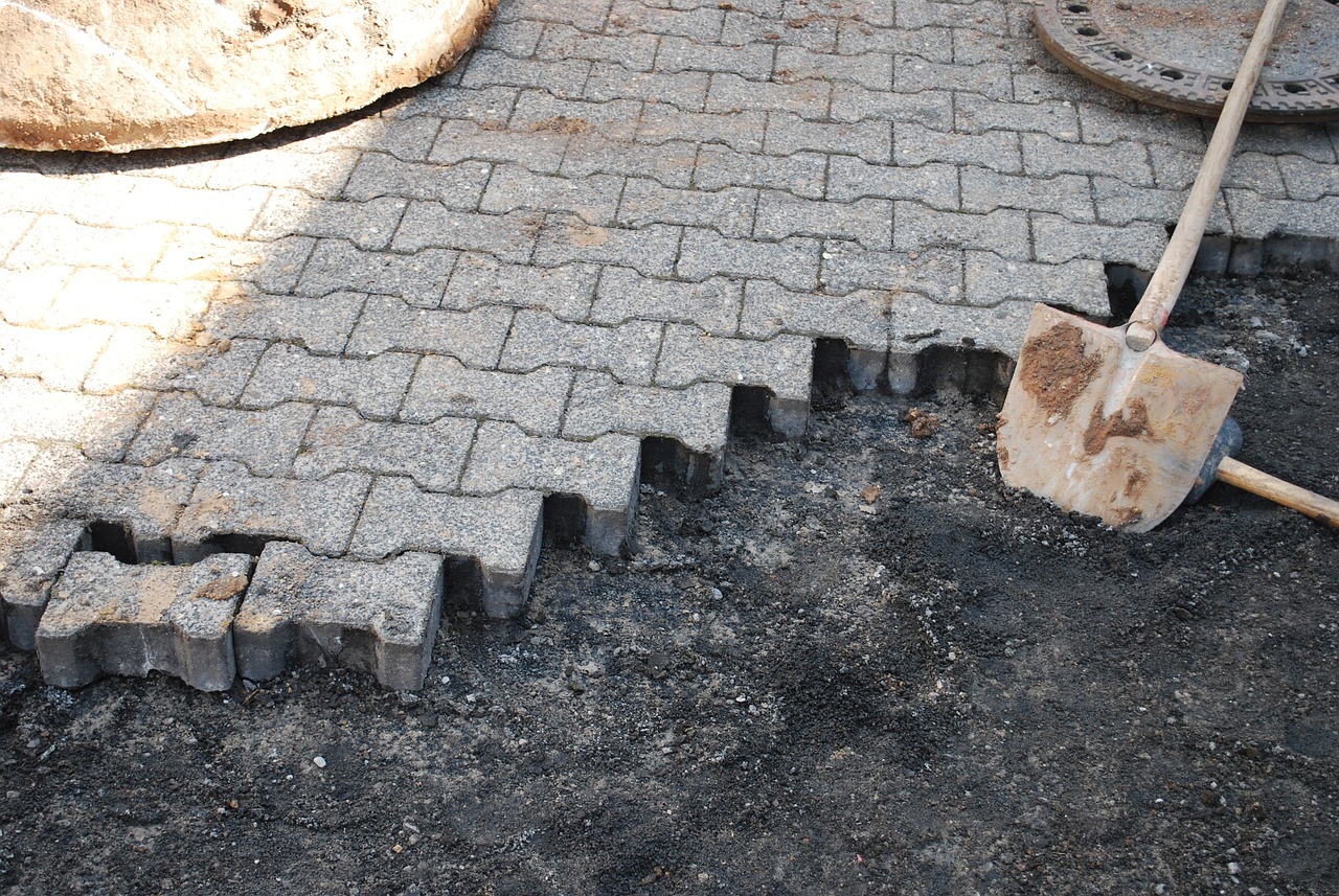 Building a paved driveway outdoors